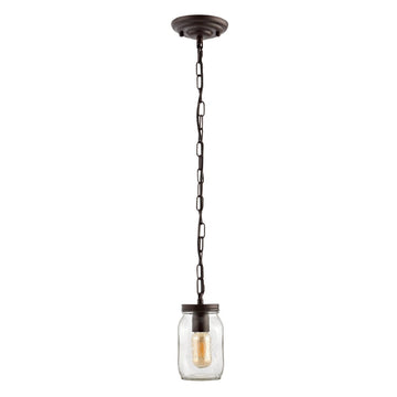Gaines 5.5" Farmhouse Industrial Iron Mason Jar LED Pendant - JONATHAN Y